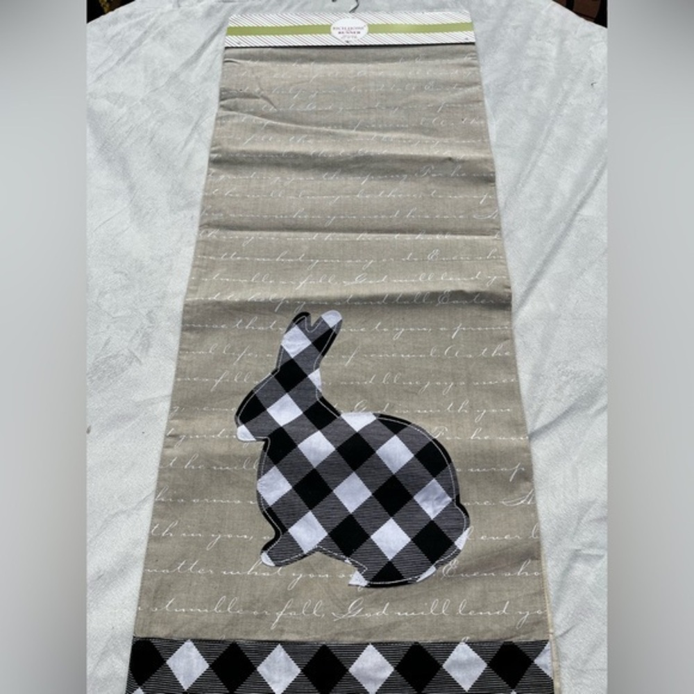 Plaid Bunny Table Runner 16”x80” cotton